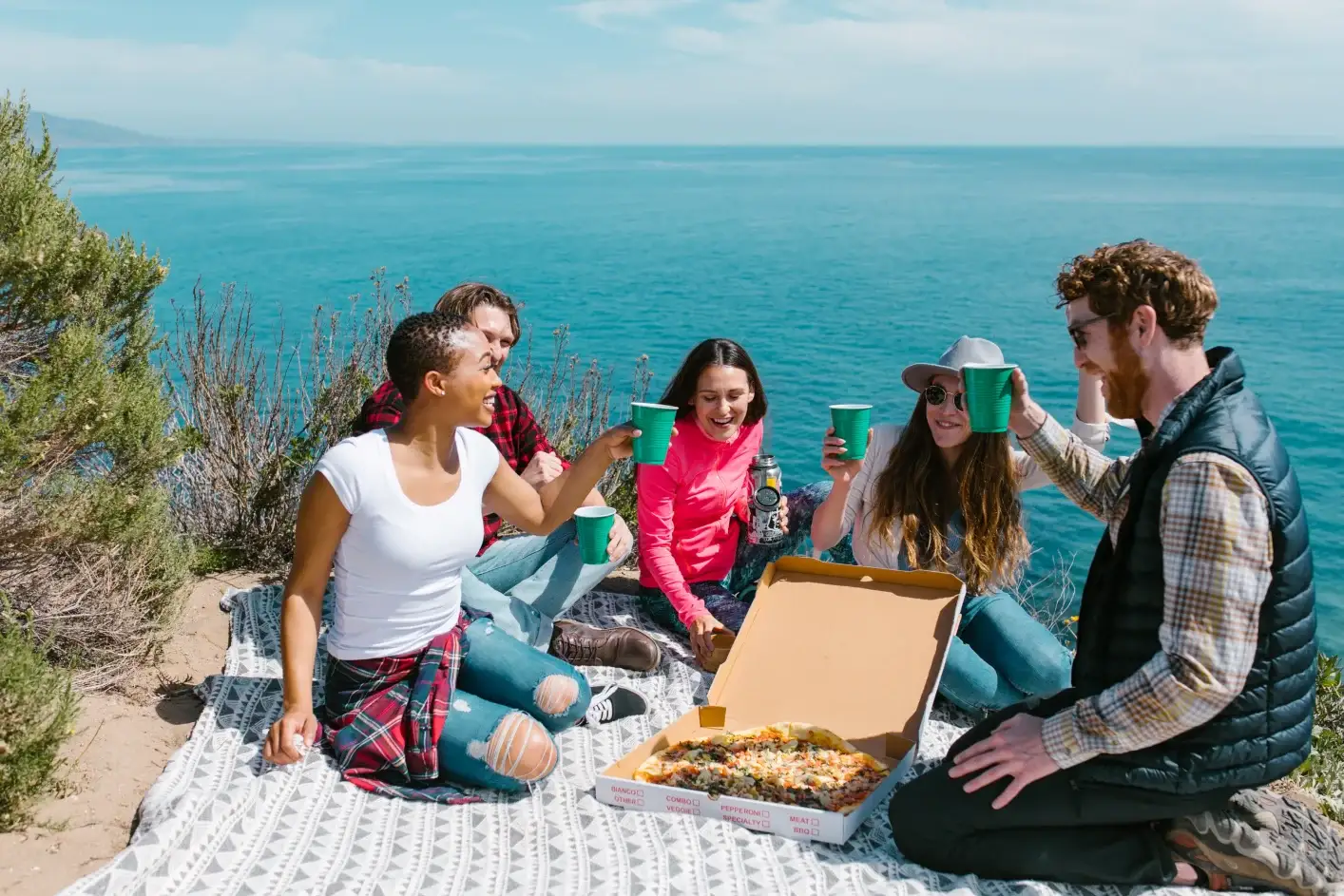 picnic blanket folds into bag